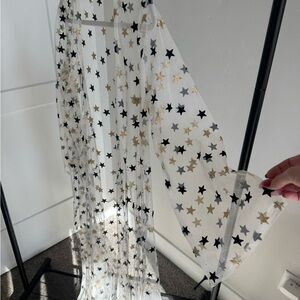 Pink Lily Sheer Scarf with Black and Gold Stars